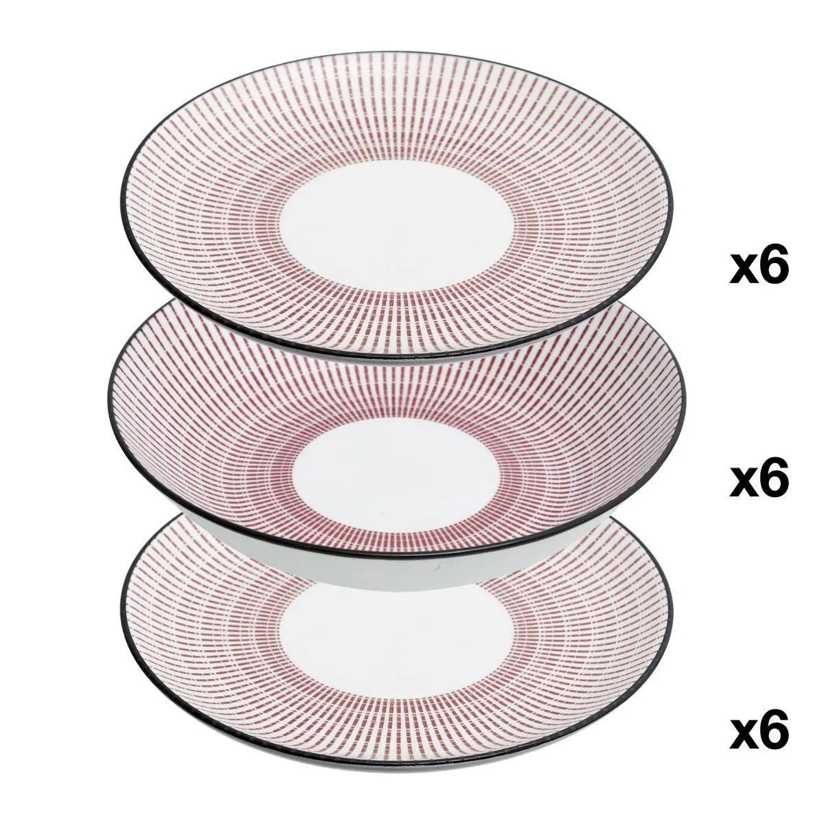 Service de Table 18 Pièces "Lunis" 27cm Rouge - Image 1