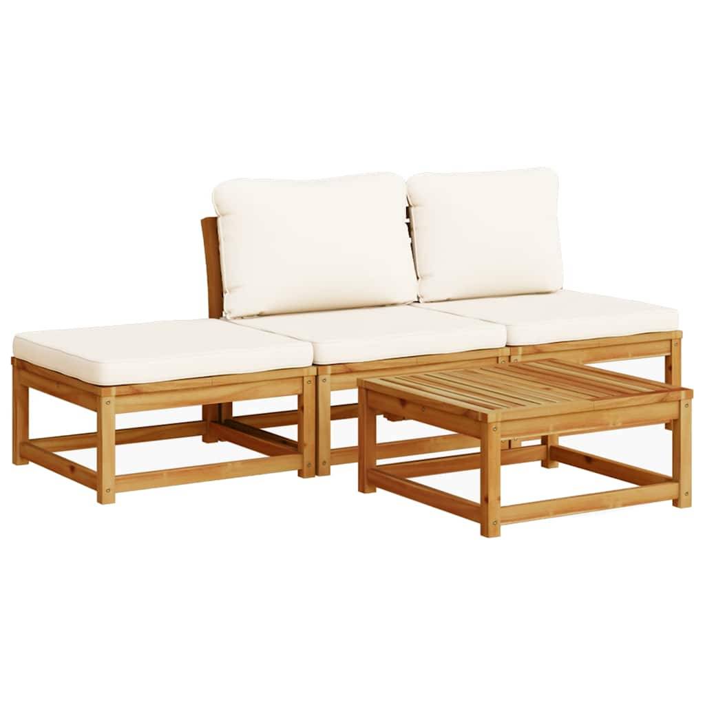 ComfortXL - Petit Salon de Jardin 4 Pièces Bois d'Acacia Tropical avec Table Basse pour Balcon Coussins Crème – ComfortXL Outdoor Living - Image 2