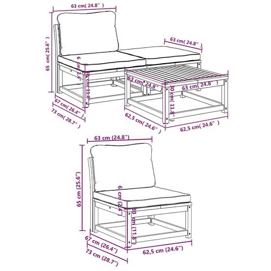 ComfortXL - Petit Salon de Jardin 4 Pièces Bois d'Acacia Tropical avec Table Basse pour Balcon Coussins Crème – ComfortXL Outdoor Living - Image 8