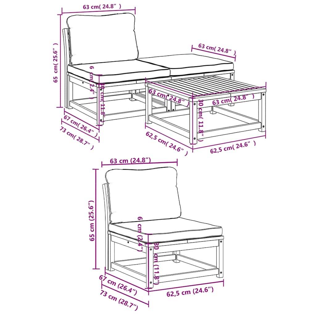 ComfortXL - Petit Salon de Jardin 4 Pièces Bois d'Acacia Tropical avec Table Basse pour Balcon Coussins Crème – ComfortXL Outdoor Living - Image 8