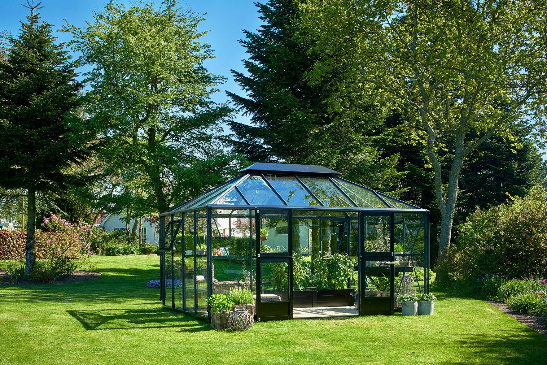 Juliana - Serre en verre trempé 13 m² Grand Oase, anthracite - Juliana