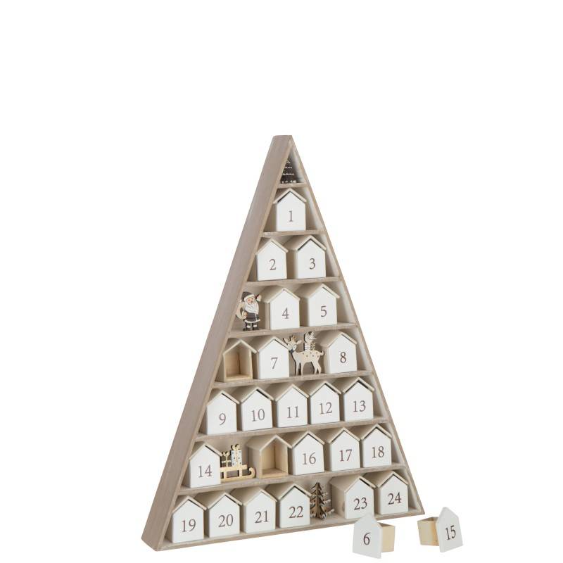 Calendrier de l'Avent arbre en contreplaqué blanc 32x5.5x45 cm - J-Line - Image 2