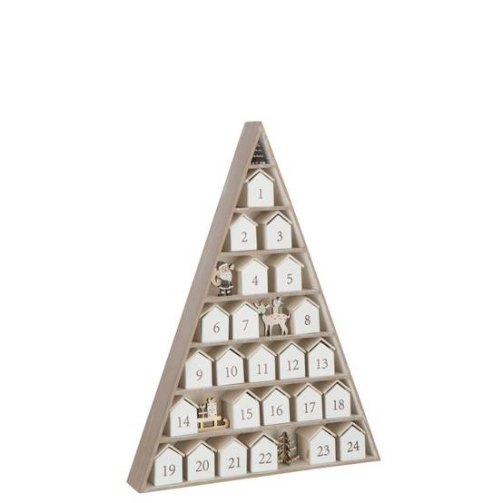 Calendrier de l'Avent arbre en contreplaqué blanc 32x5.5x45 cm - J-Line - Image 3