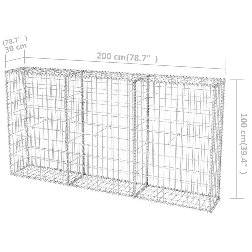 PANGIVO - Panier de gabion Acier galvanisé Argenté 200 x 30 x 100 cm - PANGIVO - Image 8