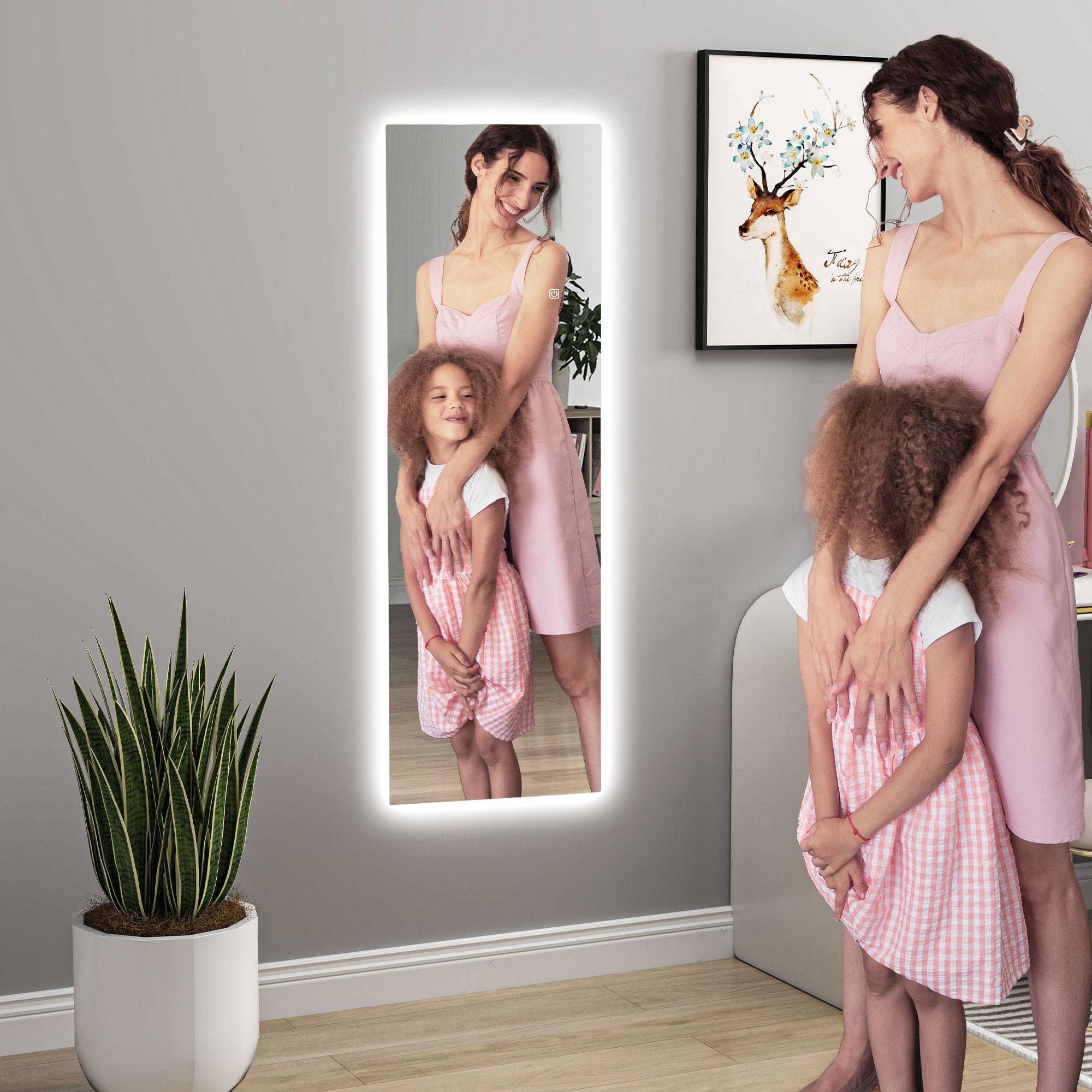 Miroir Mural LED 40x120cm Verre Trempé Tactile 3 Couleurs Dimmable Chambre - ComfortXL Outdoor Living - Image 7