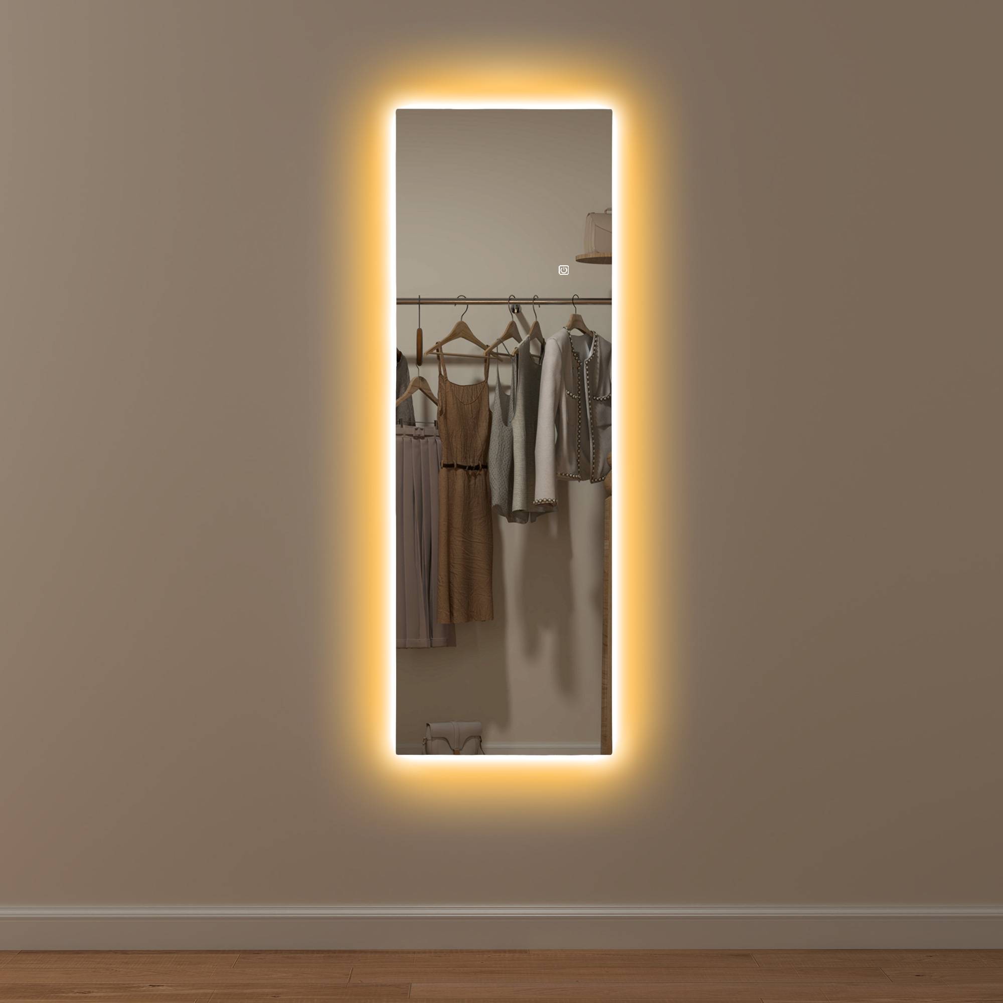 Miroir Mural LED 40x120cm Verre Trempé Tactile 3 Couleurs Dimmable Chambre - ComfortXL Outdoor Living - Image 2