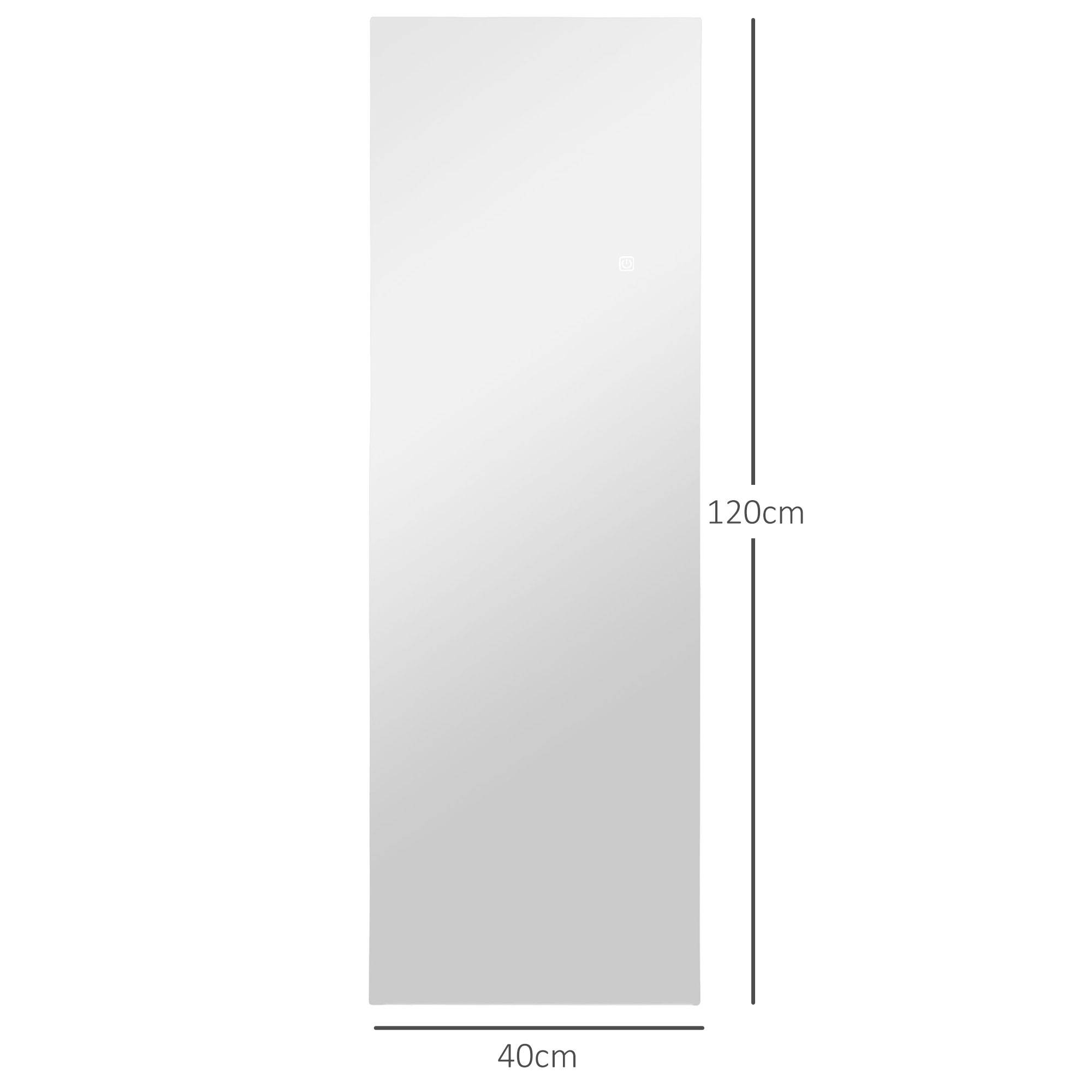 Miroir Mural LED 40x120cm Verre Trempé Tactile 3 Couleurs Dimmable Chambre - ComfortXL Outdoor Living - Image 3
