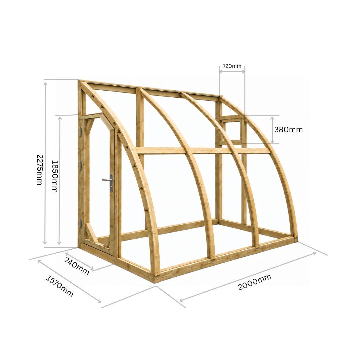 Serre en bois adossée 3.17m² Norhage Vegg 150 - Polycarbonate 4mm - Image 5