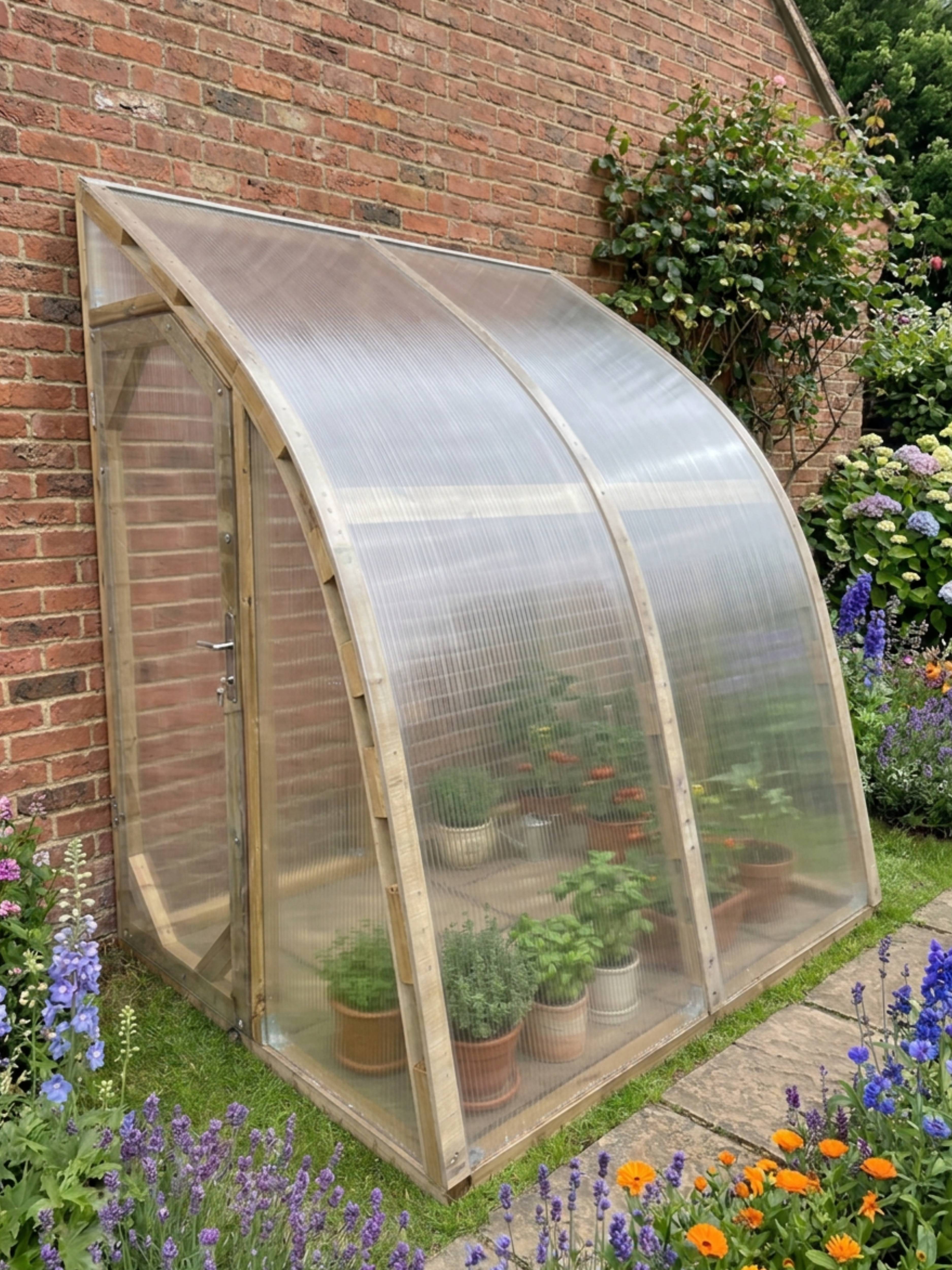 Serre en bois adossée 3.17m² Norhage Vegg 150 - Polycarbonate 4mm - Image 4
