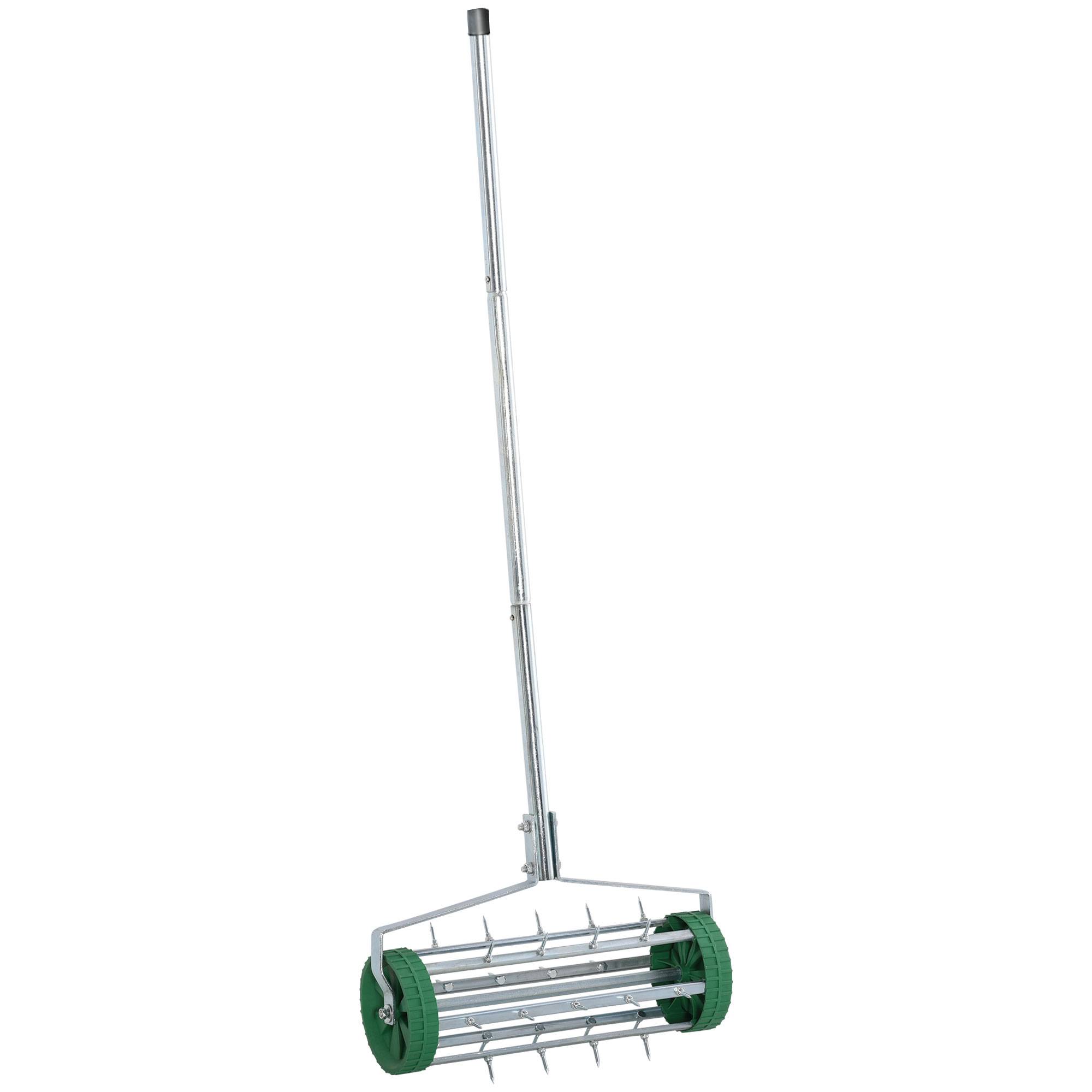 ComfortXL - Rouleau aérateur pelouse acier galvanisé vert 42 cm manche télescopique jardin - ComfortXL Outdoor Living - Image 1
