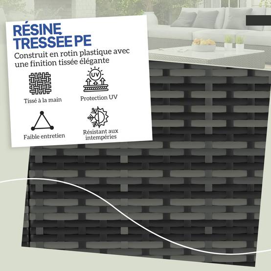 Lot de 2 tabourets de jardin avec rangement rotin PE gris clair 40 x 40 x 41 cm - PANGIVO - Image 7