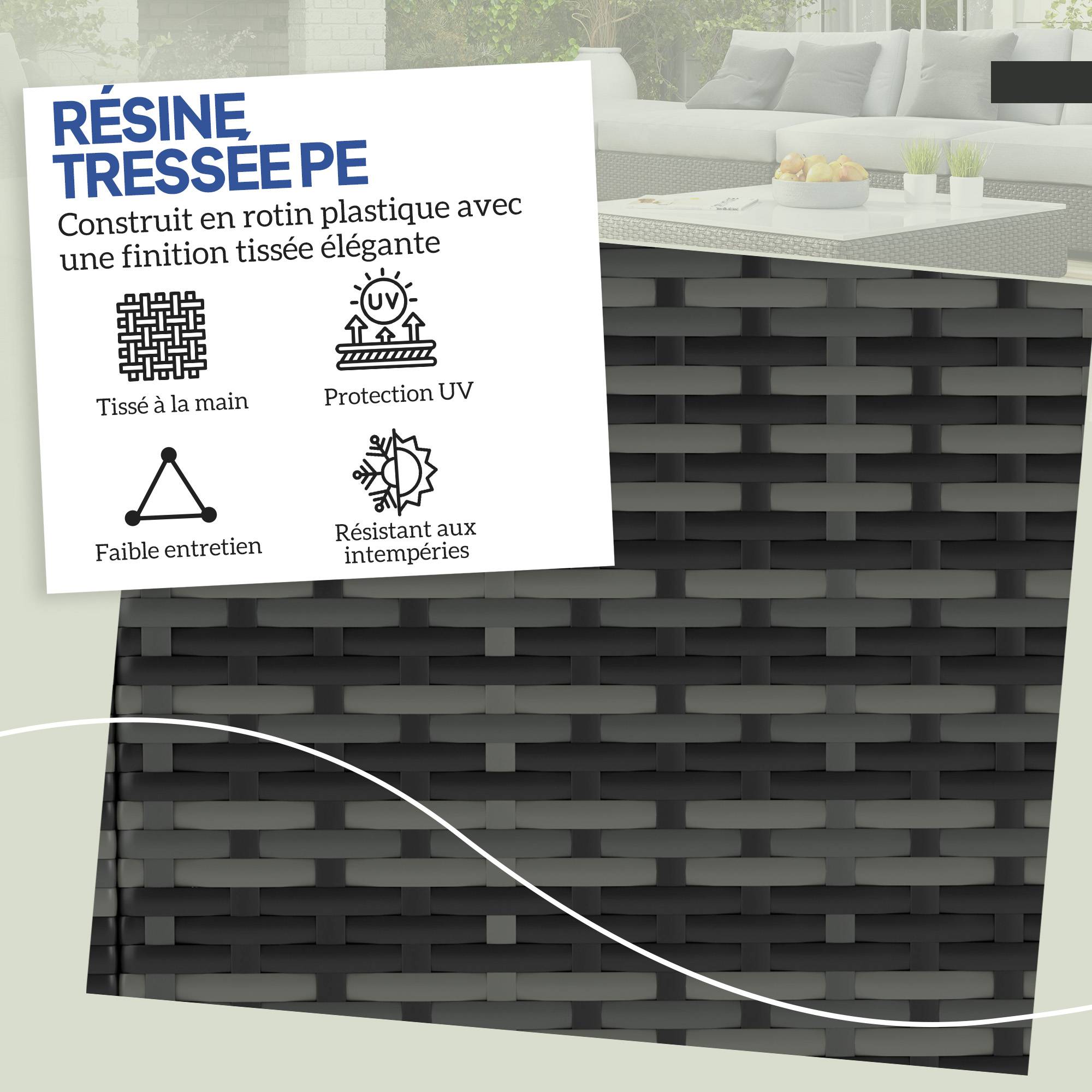 Lot de 2 tabourets de jardin avec rangement rotin PE gris clair 40 x 40 x 41 cm - PANGIVO - Image 7