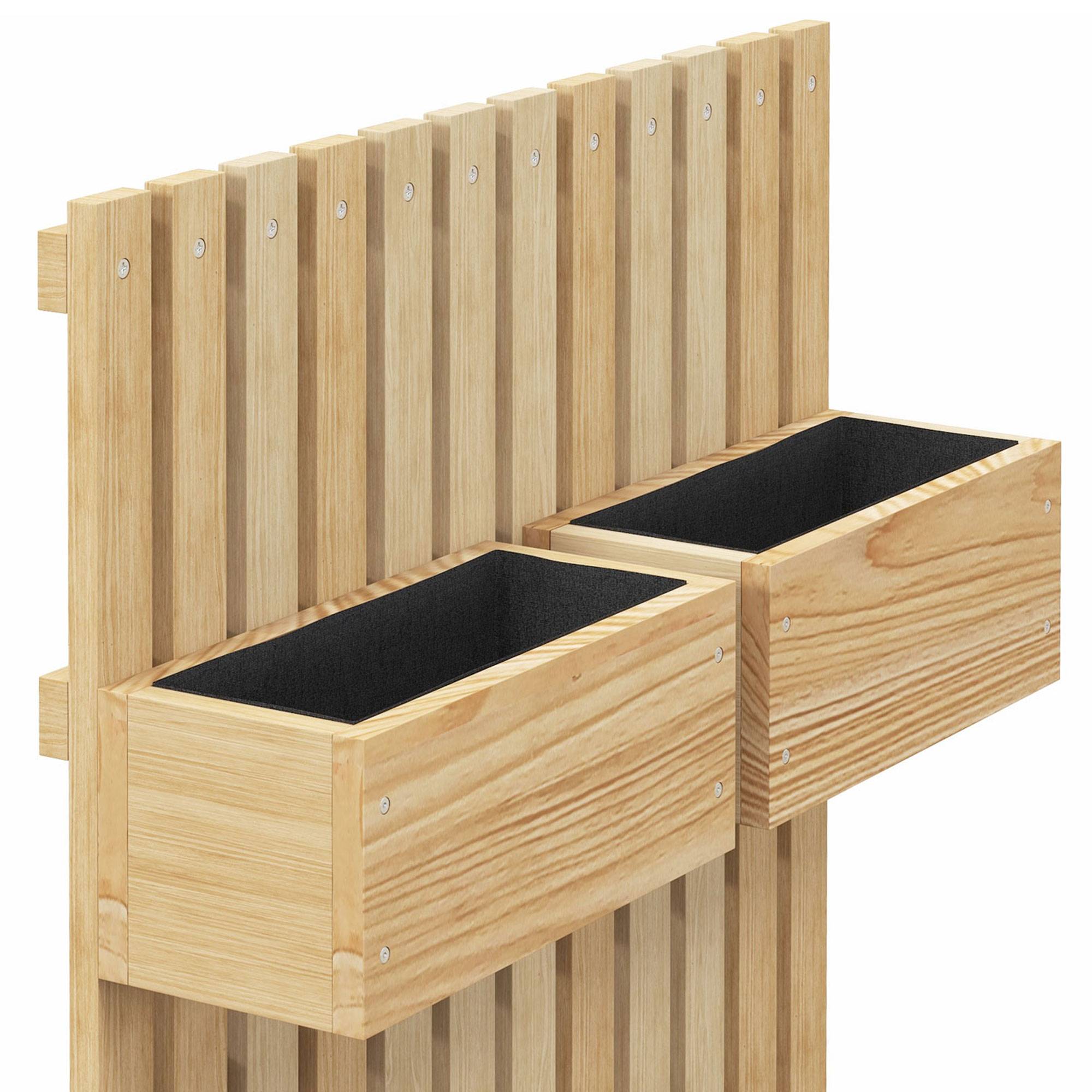 Jardinière Murale en Bois Massif avec Treillis et 5 Bacs Amovibles 60x100 cm Bois Naturel - ComfortXL Outdoor Living - Image 10