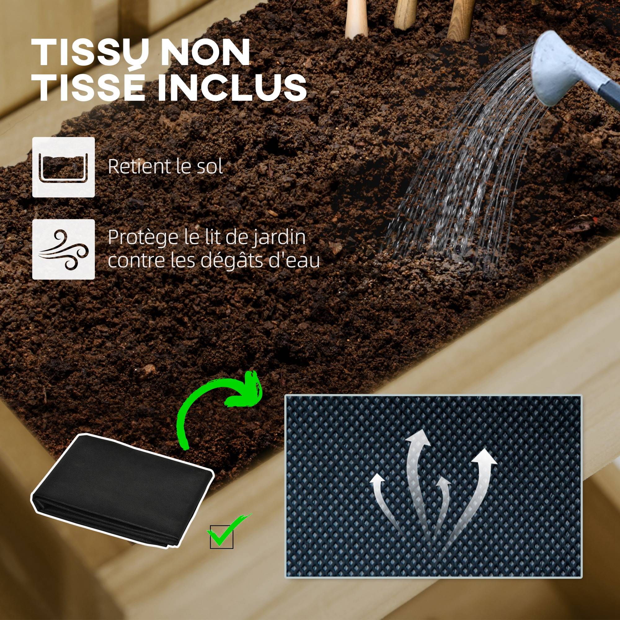 Jardinière Murale en Bois Massif avec Treillis et 5 Bacs Amovibles 60x100 cm Bois Naturel - ComfortXL Outdoor Living - Image 9