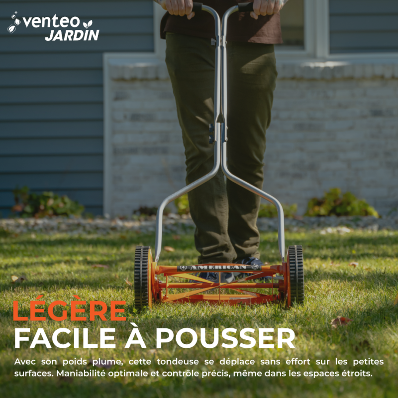 Tondeuse Manuelle Hélicoïdale Gazon 4 Lames 35 cm | Hauteur Réglable 1,27 à 4,45 cm Coupe Précise - VENTEO - Image 6