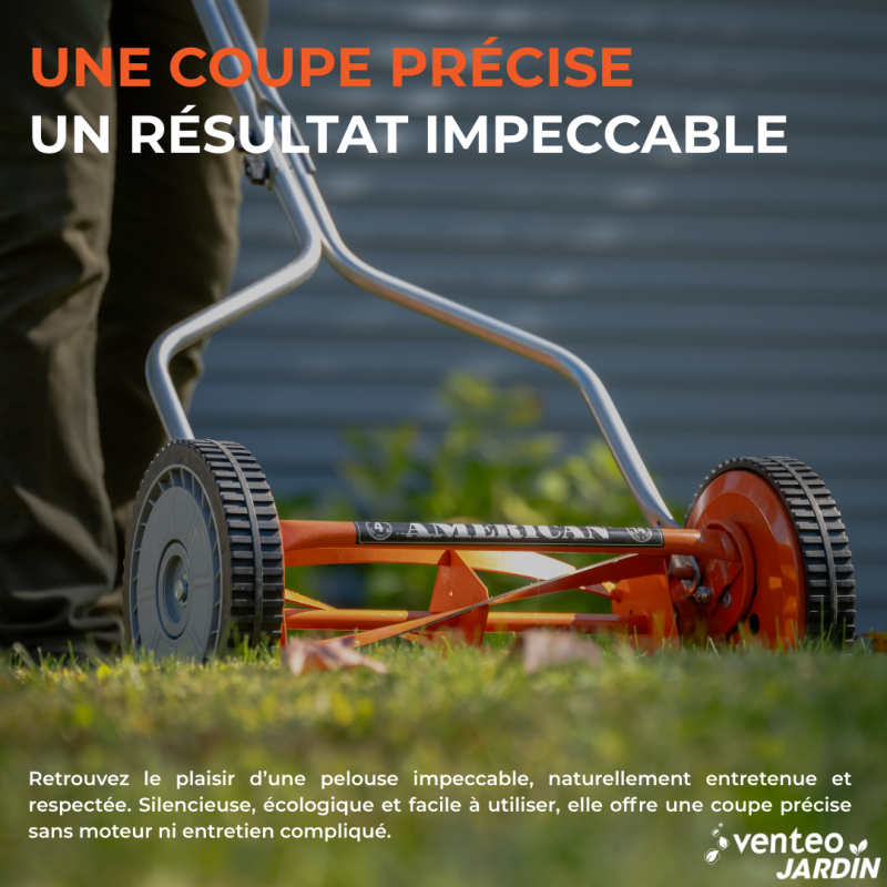 Tondeuse Manuelle Hélicoïdale Gazon 4 Lames 35 cm | Hauteur Réglable 1,27 à 4,45 cm Coupe Précise - VENTEO - Image 5