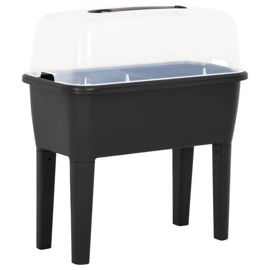 Carré potager surélevé avec serre en polypropylène pour semis et plantes Anthracite – ComfortXL Outdoor Living - Image 1