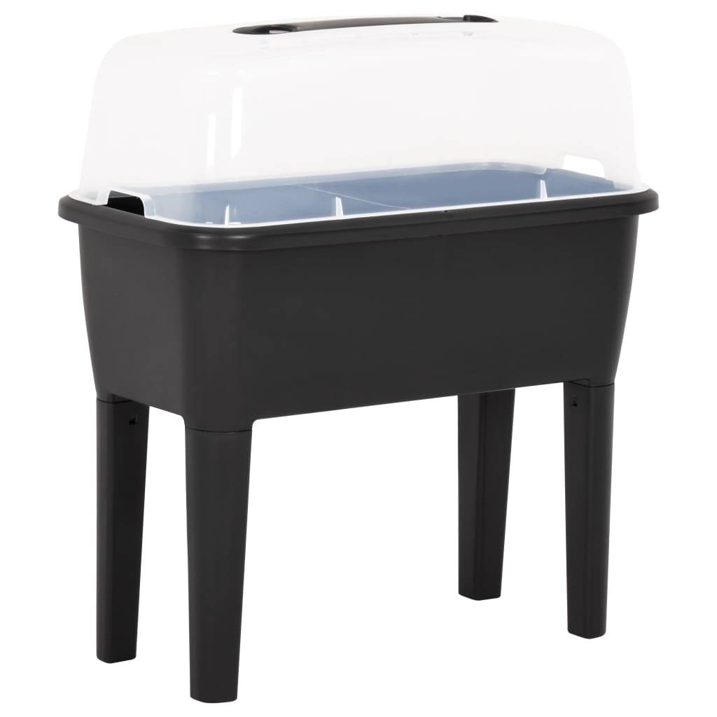 Carré potager surélevé avec serre en polypropylène pour semis et plantes Anthracite – ComfortXL Outdoor Living - Image 1