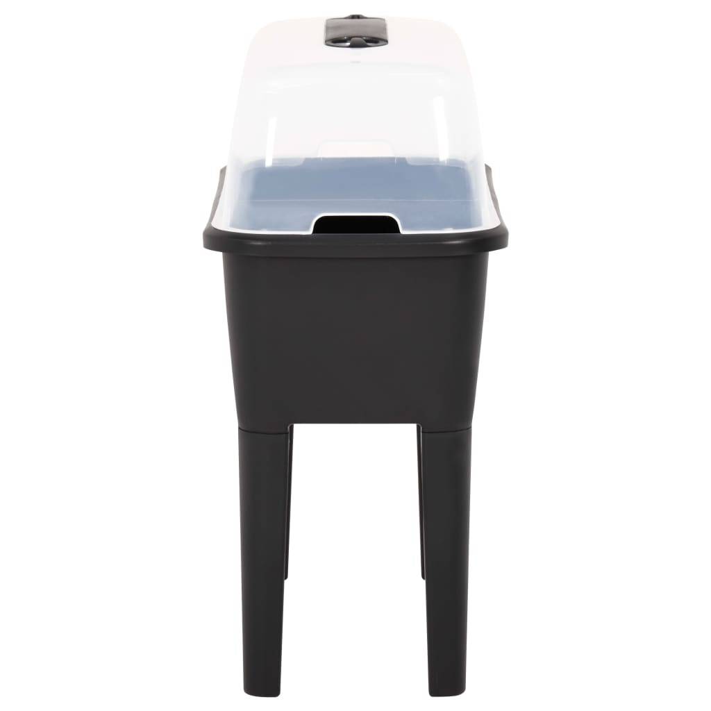 Carré potager surélevé avec serre en polypropylène pour semis et plantes Anthracite – ComfortXL Outdoor Living - Image 3