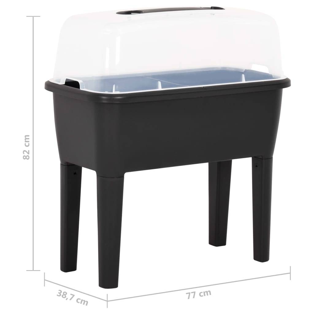 Carré potager surélevé avec serre en polypropylène pour semis et plantes Anthracite – ComfortXL Outdoor Living - Image 9