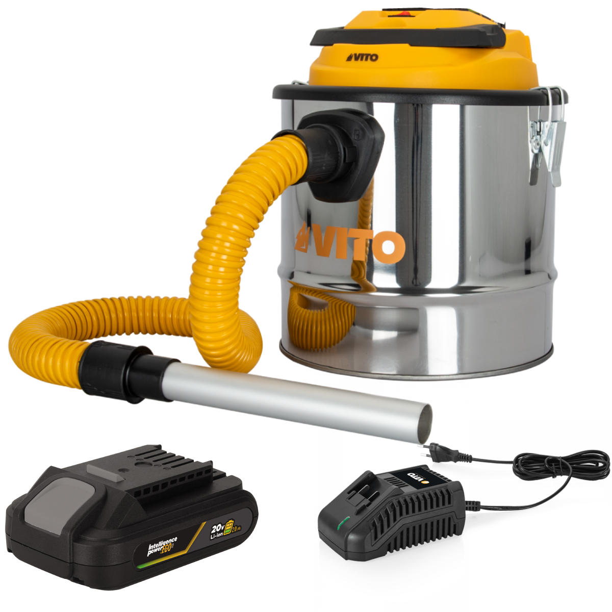 Vito - Aspirateur de cendres 20V + Batterie lithium 2Ah Cuve inox 12L + Filtre HEPA + Chargeur VITO - Image 1