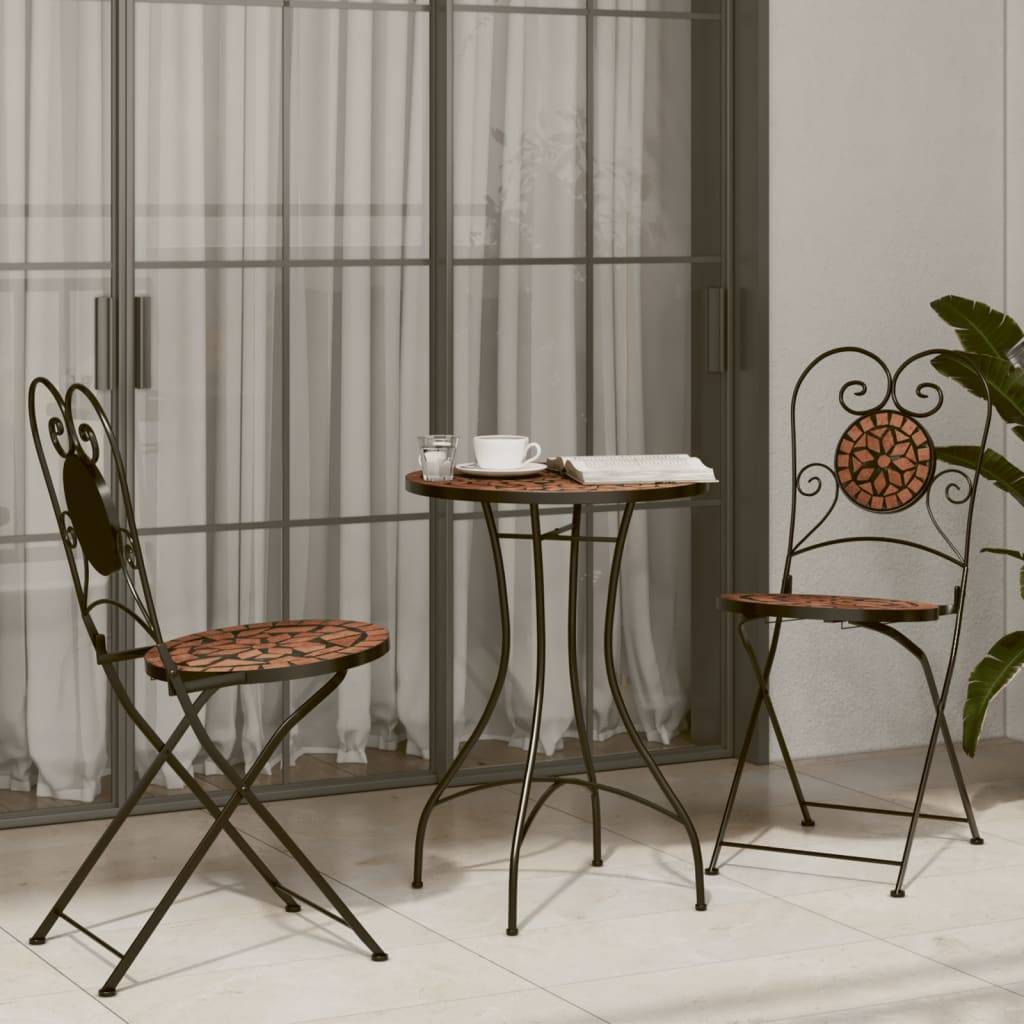 Maison Chic - Table de jardin - Table de bistro mosaïque terre cuite Ø50x70 cm céramique HL916 - Image 3