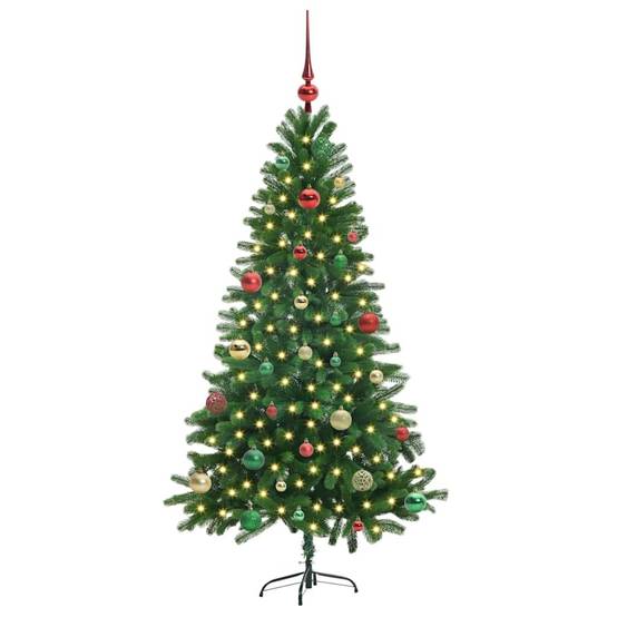 Sapin de Noël | Arbre de Noël avec 150 LED avec support Vert 150 cm PE Maison Chic - Image 3