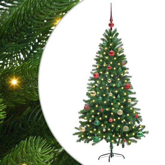Sapin de Noël | Arbre de Noël avec 150 LED avec support Vert 150 cm PE Maison Chic - Image 1