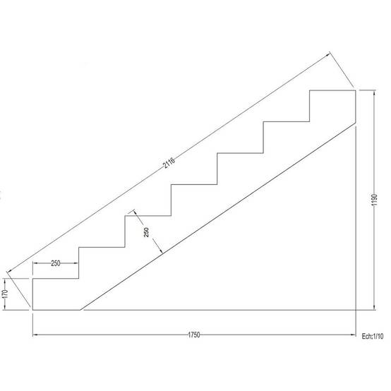 Escalier Bois Exterieur - 7 Marches Pleines - Largeur : 1m20 - Hauteur : 1m19 - Avec Contremarches - Pin du Nord - Image 4