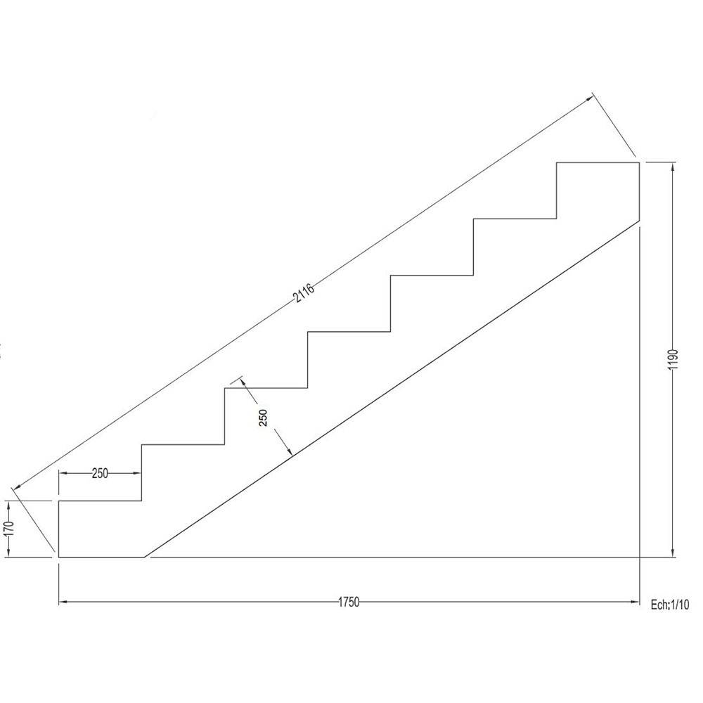 Escalier Bois Exterieur - 7 Marches Pleines - Largeur : 1m20 - Hauteur : 1m19 - Avec Contremarches - Pin du Nord - Image 4