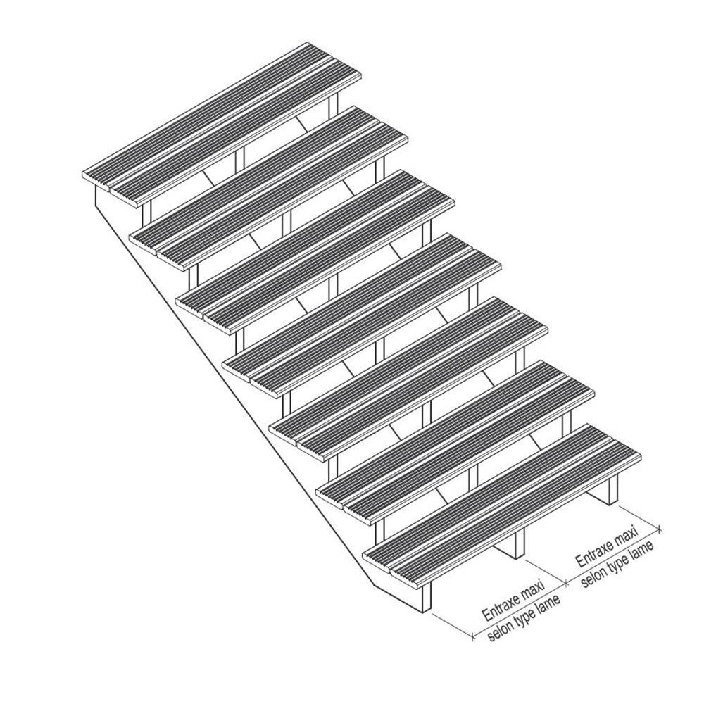 Escalier Bois Exterieur - 7 Marches Pleines - Largeur : 1m20 - Hauteur : 1m19 - Avec Contremarches - Pin du Nord - Image 5