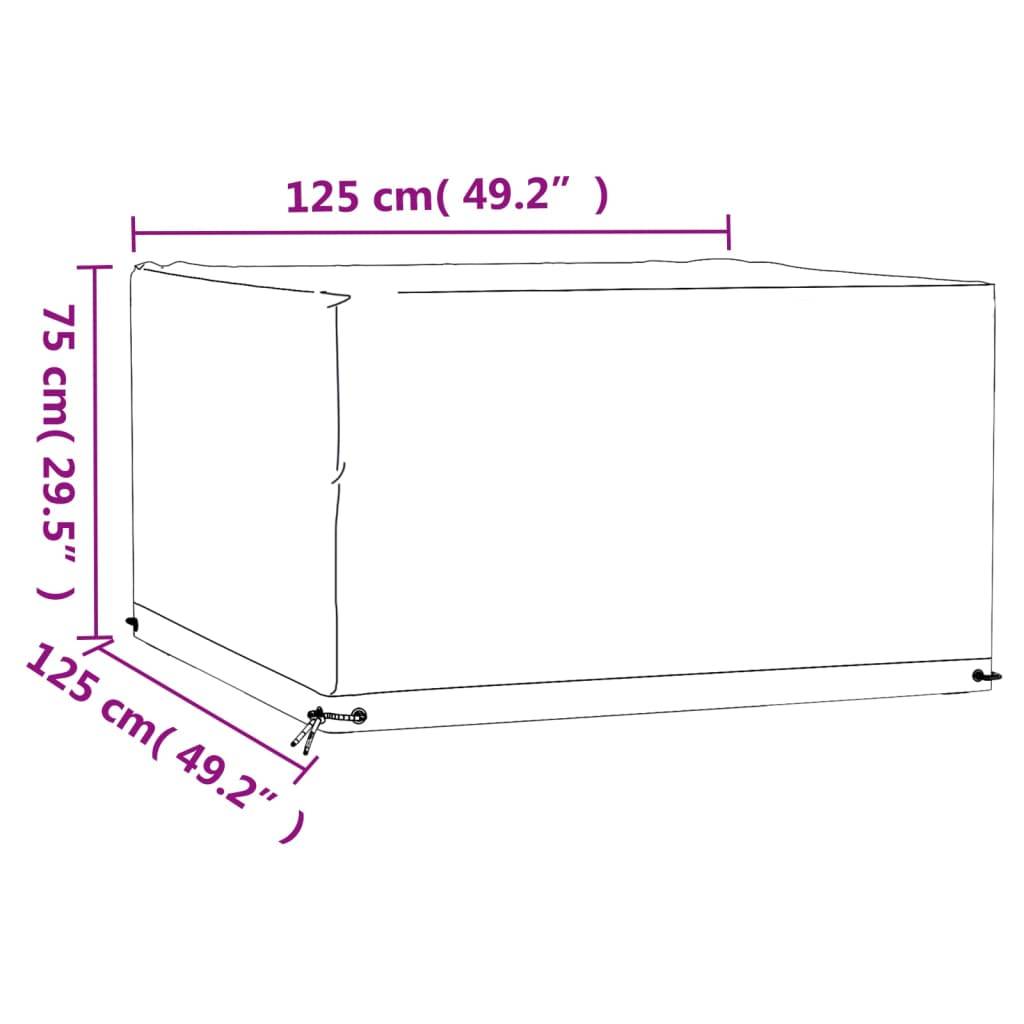 Lot de 2 Housses Carrées PE pour Table de Jardin Protection Imperméable Anti-UV Terrasse Noir 125x125x75 cm – ComfortXL Outdoor Living - Image 10