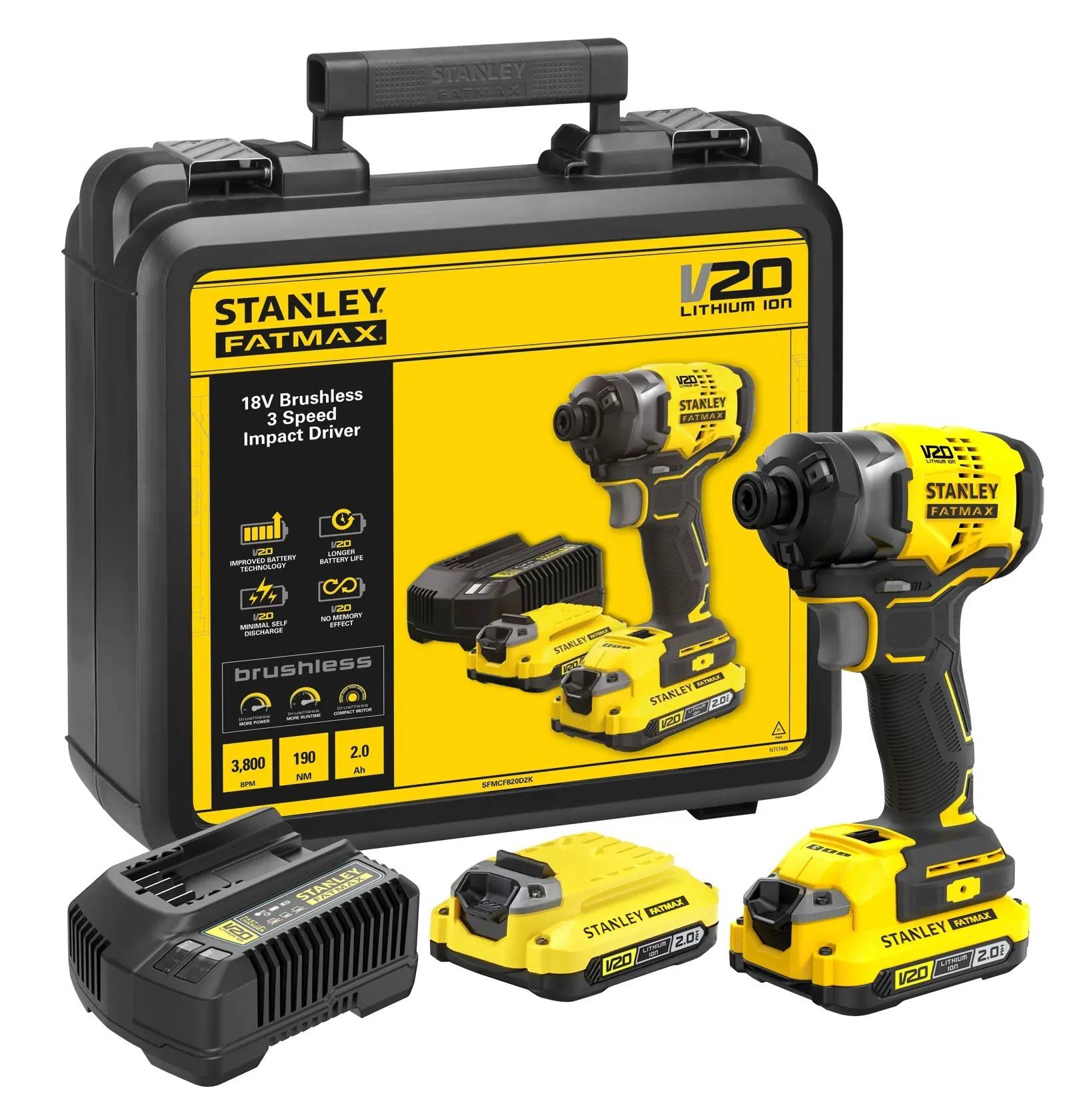 stanley - Visseuse à chocs 190 Nm V20 18V + 2 batteries 2Ah | SFMCF820D2K-QW - Stanley - Image 2