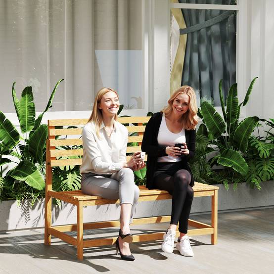 Banc de jardin 2 places en bois, résistant aux intempéries et aux UV, avec dossiers convertibles, 110 x 61 x 89 cm, teck - Image 4