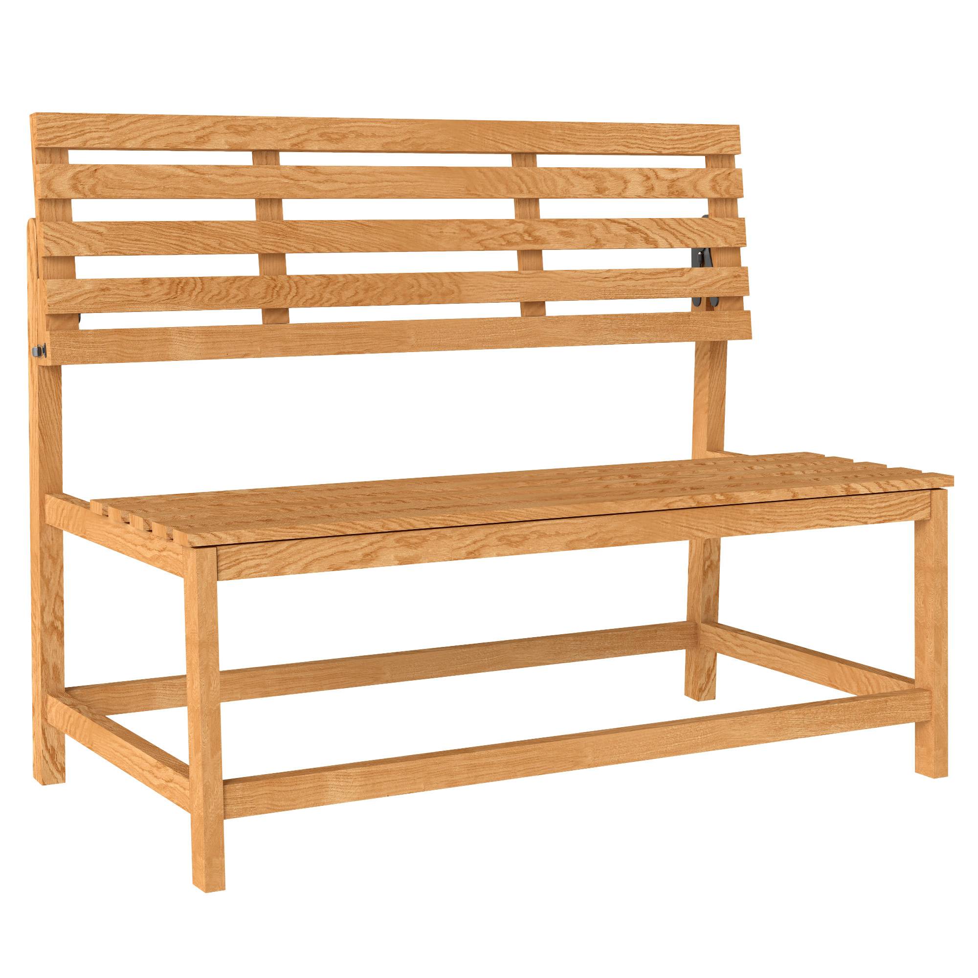 Banc de jardin 2 places en bois, résistant aux intempéries et aux UV, avec dossiers convertibles, 110 x 61 x 89 cm, teck - Image 1