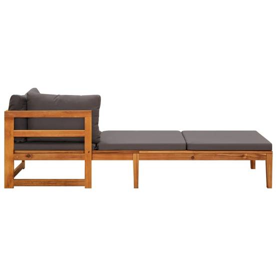 Maison Chic - Chaises longues - Bain de soleil - Transat coussins gris foncé lot de 2 Bois acacia solide HL323 - Image 4