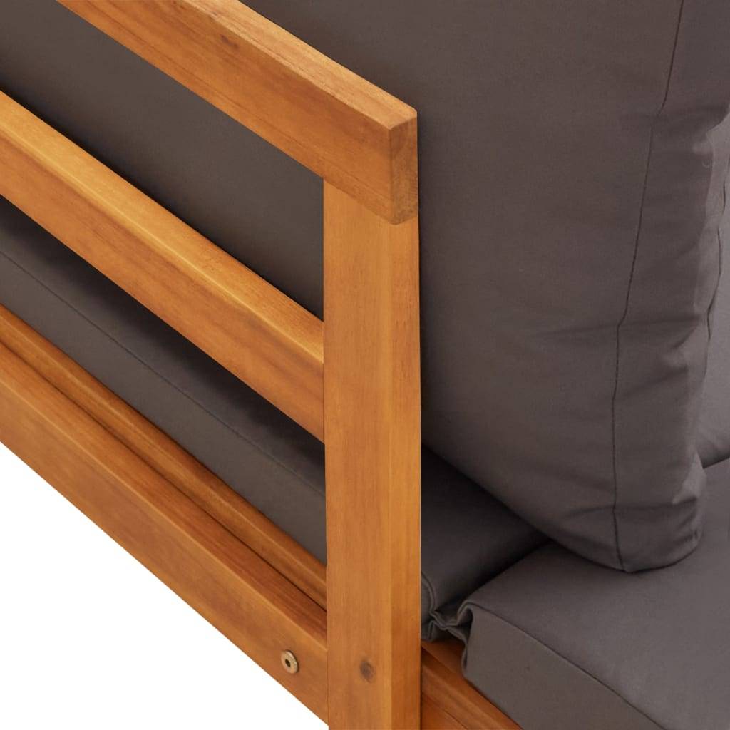 Maison Chic - Chaises longues - Bain de soleil - Transat coussins gris foncé lot de 2 Bois acacia solide HL323 - Image 5