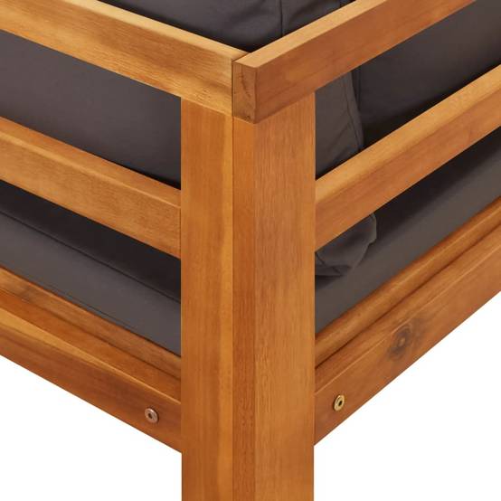 Maison Chic - Chaises longues - Bain de soleil - Transat coussins gris foncé lot de 2 Bois acacia solide HL323 - Image 6