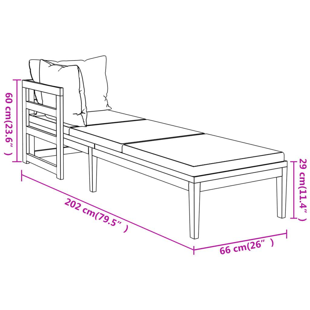 Maison Chic - Chaises longues - Bain de soleil - Transat coussins gris foncé lot de 2 Bois acacia solide HL323 - Image 7