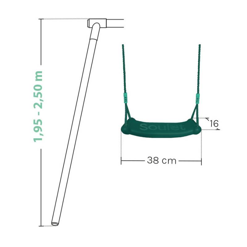 Soulet - Siège balançoire plastique vert forêt pour portique bois enfant - Image 7