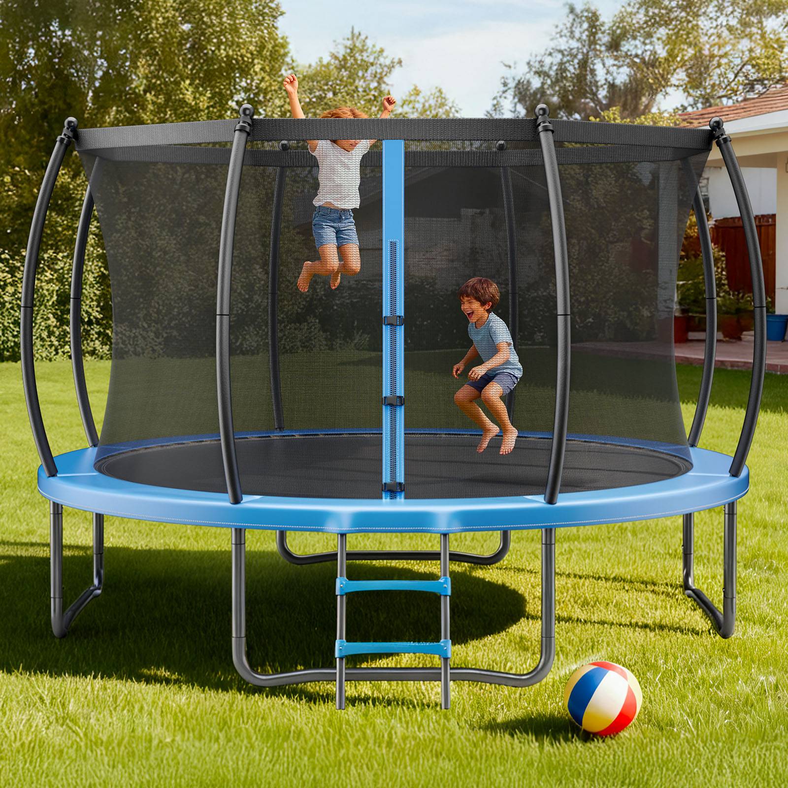 Vevor - Trampoline jardin VEVOR 366 cm - 72 ressorts, filet 360° sécurisé, capacité 181 kg, structure acier anti-corrosion. - Image 8