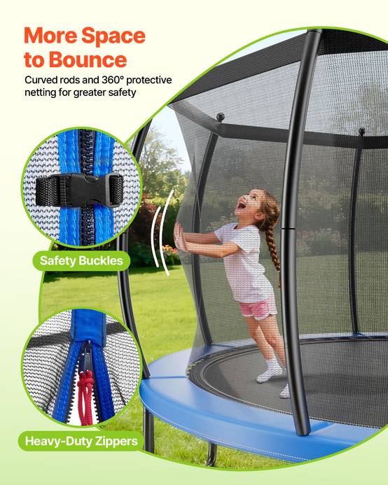 Vevor - Trampoline jardin VEVOR 366 cm - 72 ressorts, filet 360° sécurisé, capacité 181 kg, structure acier anti-corrosion. - Image 3
