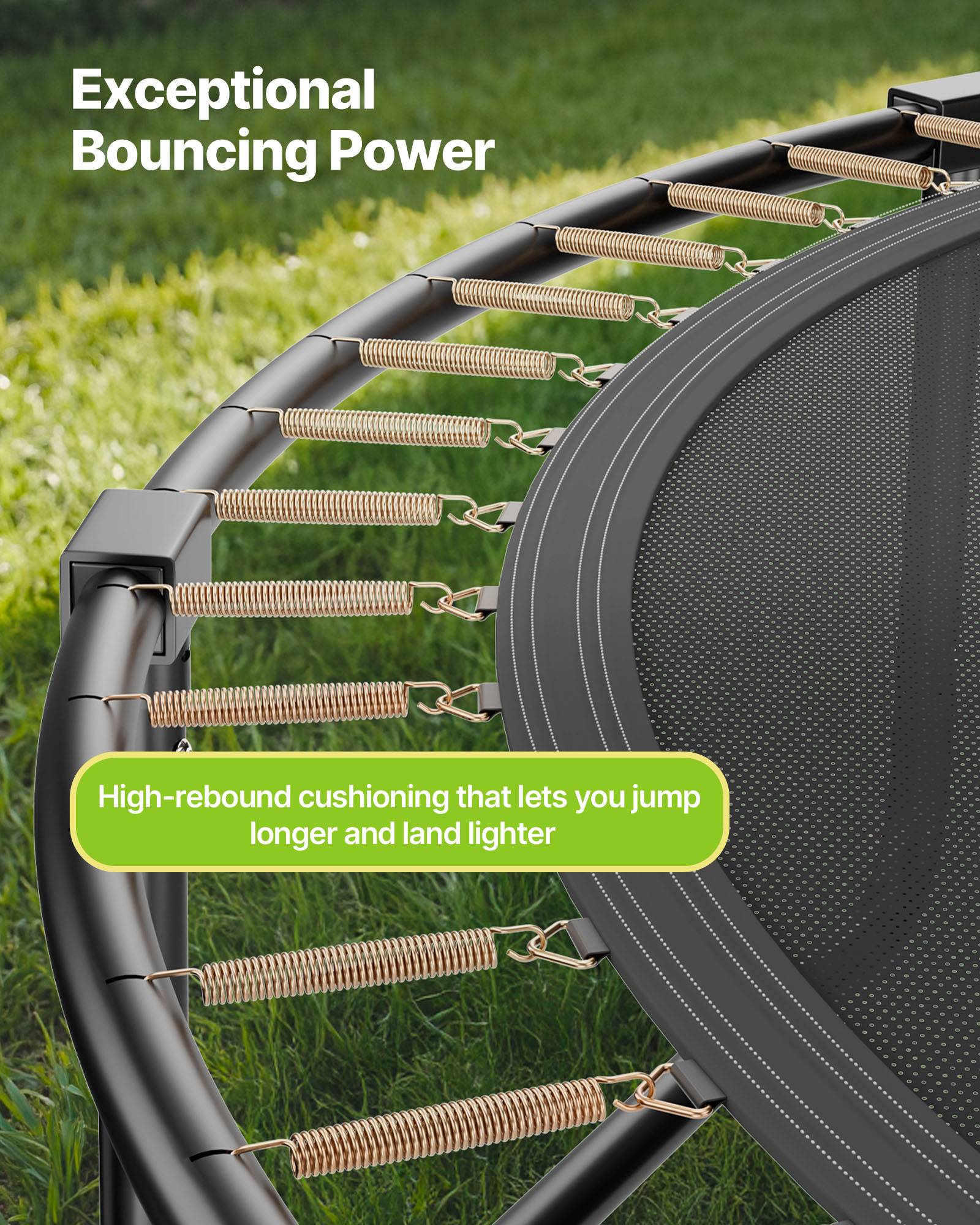Vevor - Trampoline jardin VEVOR 366 cm - 72 ressorts, filet 360° sécurisé, capacité 181 kg, structure acier anti-corrosion. - Image 4