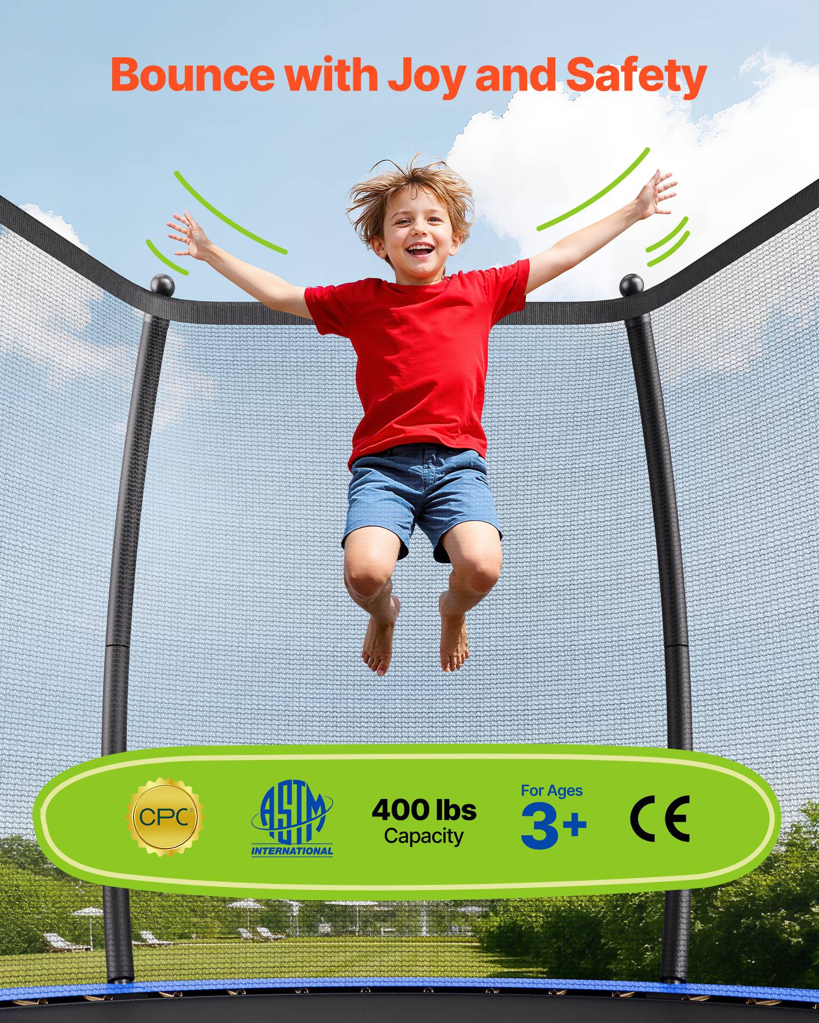 Vevor - Trampoline jardin VEVOR 366 cm - 72 ressorts, filet 360° sécurisé, capacité 181 kg, structure acier anti-corrosion. - Image 2
