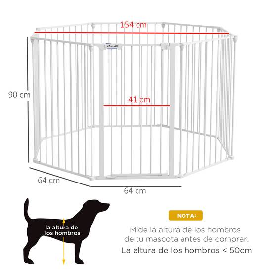 Parc pour animaux de compagnie à 8 panneaux, 64 x 90 cm, avec double verrouillage, verrouillage auxiliaire et forme personnalisable, blanc - Image 5