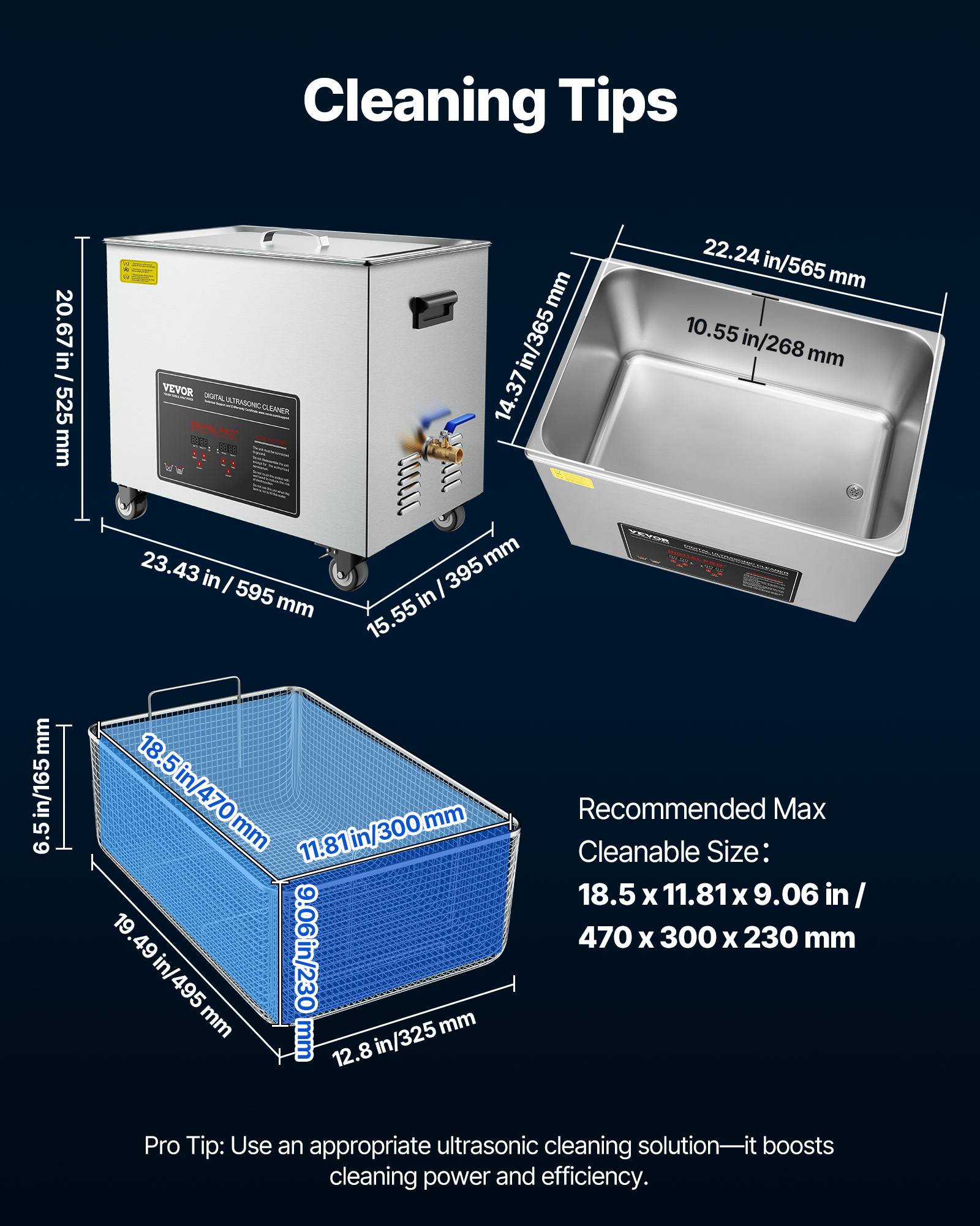 Vevor - VEVOR Nettoyeur à ultrasons 50 L, 840 W 40 kHz, chauffage 1500 W, inox, écran numérique, panier et roulettes, pour pièces industrielles et bijoux. - Image 6