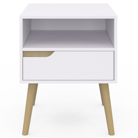 Lot de 2 tables de chevet HELSINKI scandinaves 1 tiroir avec niche blanc - Image 3