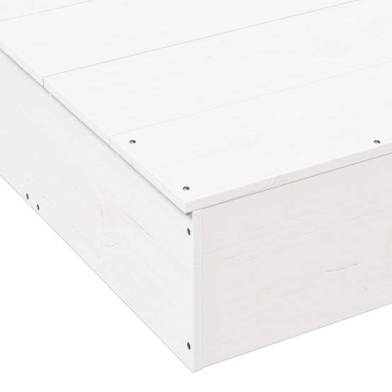Bac à sable - Maison de jeu pour enfants avec couvercle blanc bois massif de pin - Image 8