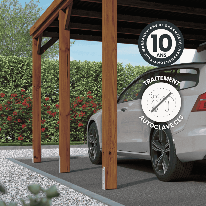 Cerland - Carport adossable bois 15,6 m² avec supports en H - Image 3