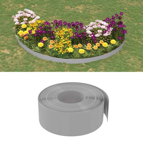Bordure jardin flexible plastique PE aménagement allées bassins 3pcs 10mx20cm gris - ComfortXL Outdoor Living - Image 1